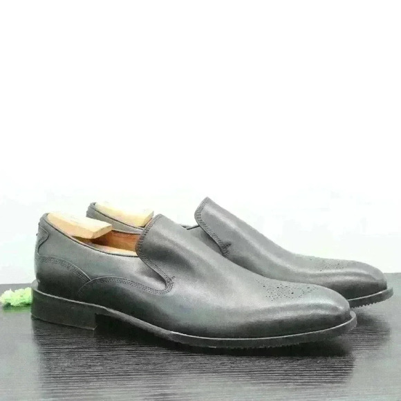 Olivier Sweeney Percotto Men's Black Calf Leather Slip On Loafers Shoes Size 8